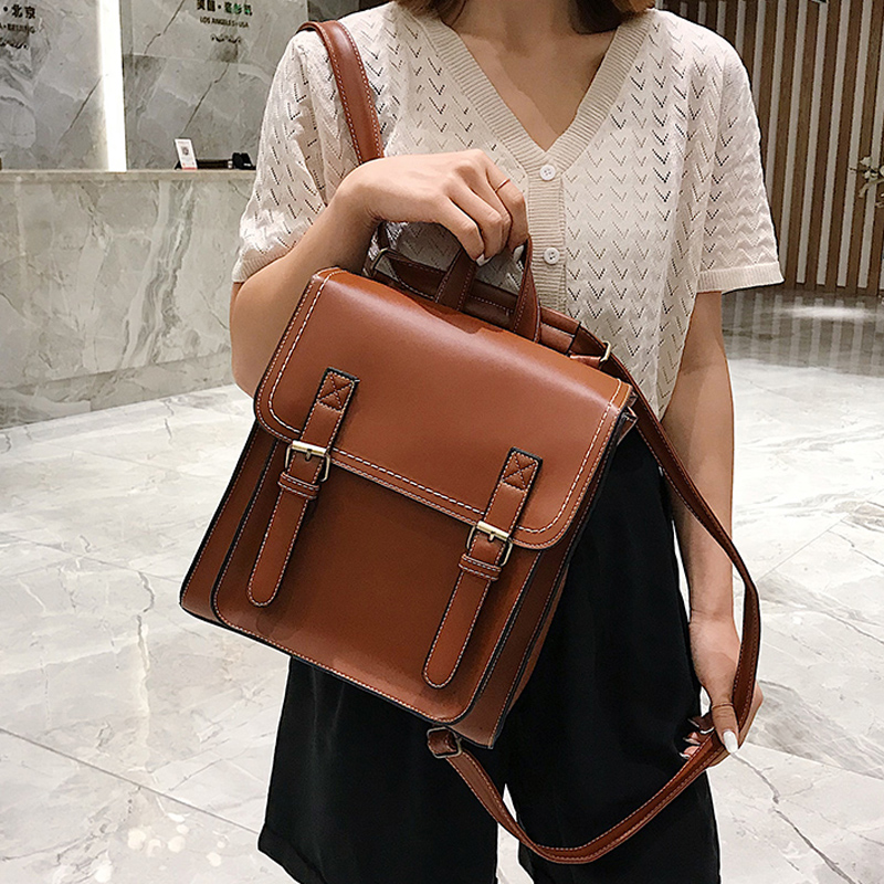 Vintage Backpack Female Pu Lea - Leather Backpack Vintage บทวิจารณ์และราคา