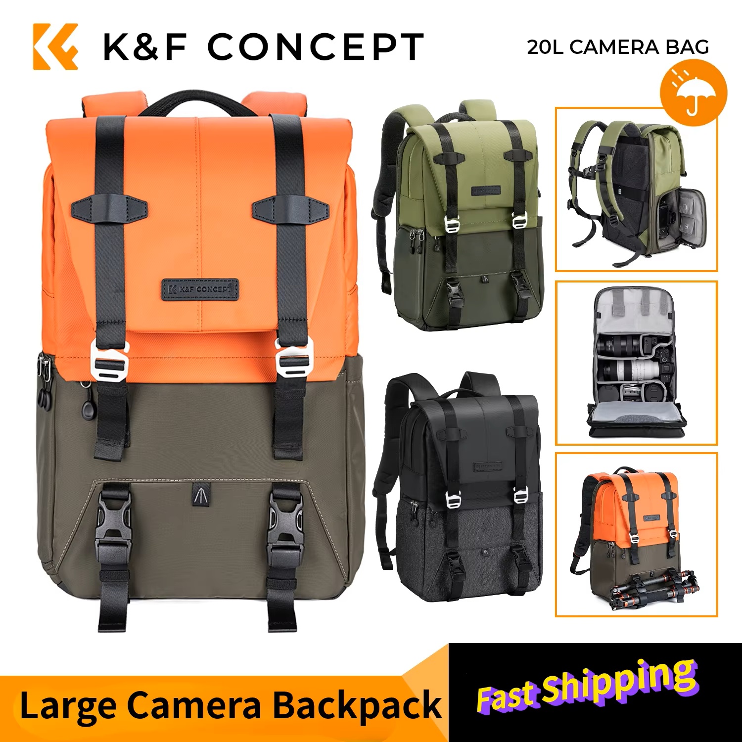 K&F CONCEPT Camera Backpack Tr - Laptop Backpack 15.6 บทวิจารณ์และราคา