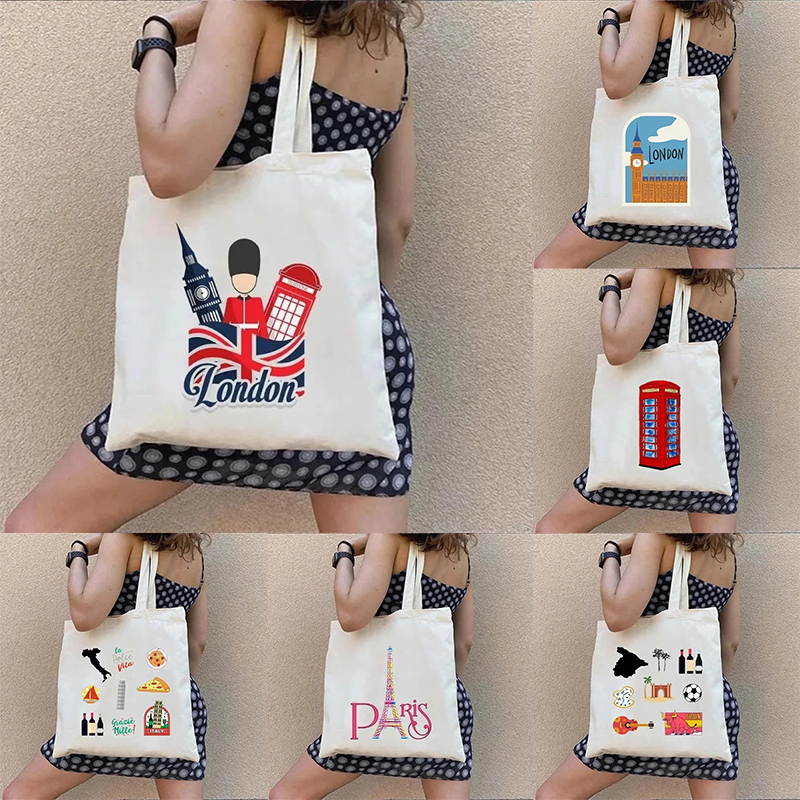 London UK Paris Printing Ladie - Canvas Backpack Casual บทวิจารณ์และราคา