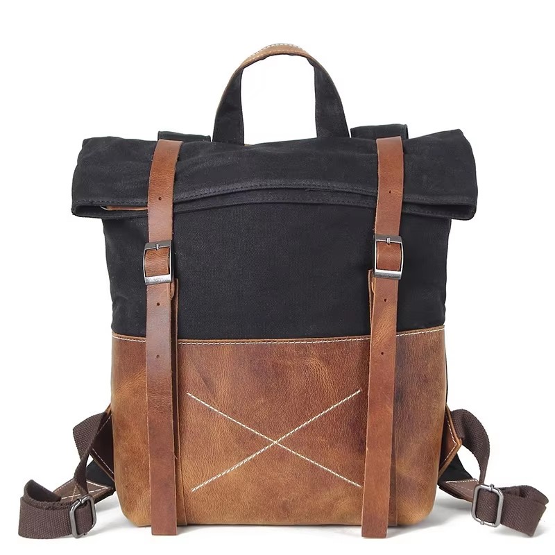 Fashion Men Backpack Waxed Can - Leather Backpack Vintage บทวิจารณ์และราคา
