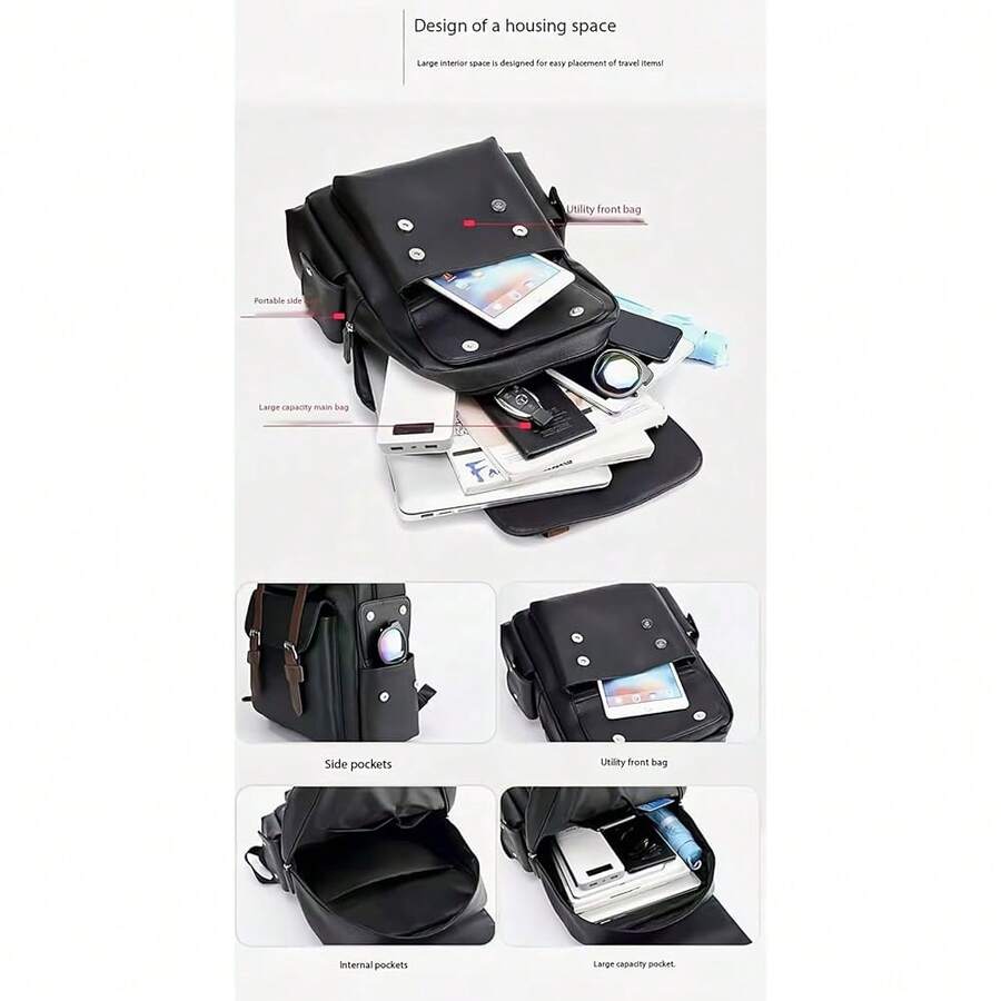 PU Leather Backpack For Men An - Laptop Backpack 15.6 บทวิจารณ์และราคา