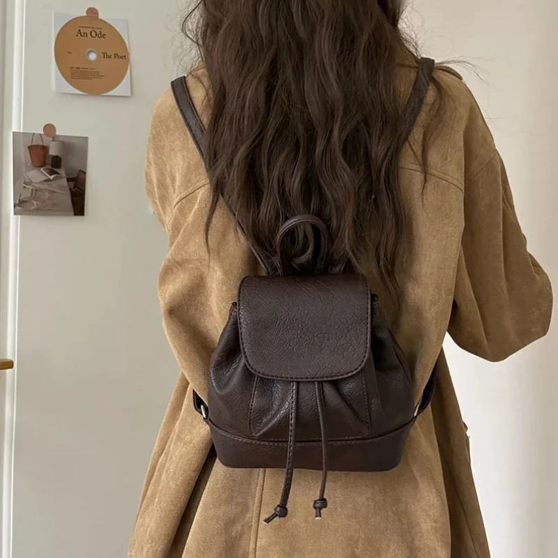 Small Fashion Backpacks School - Leather Backpack Vintage บทวิจารณ์และราคา