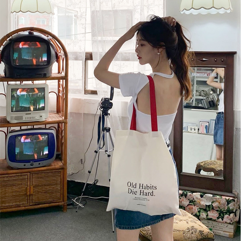 Simple Letter Large-capacity S - Canvas Backpack Casual บทวิจารณ์และราคา