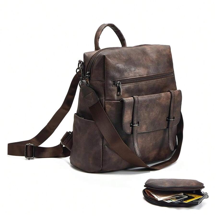 Women Fashion Vintage Brown PU - Fashion Backpack Women บทวิจารณ์และราคา