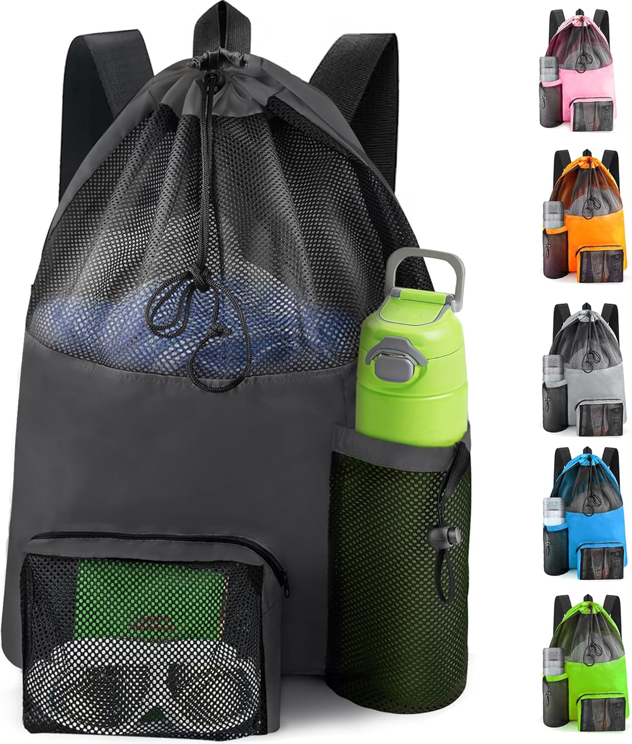 Swim Mesh Beach Bag, Waterproo - Drawstring Gym Bag บทวิจารณ์และราคา