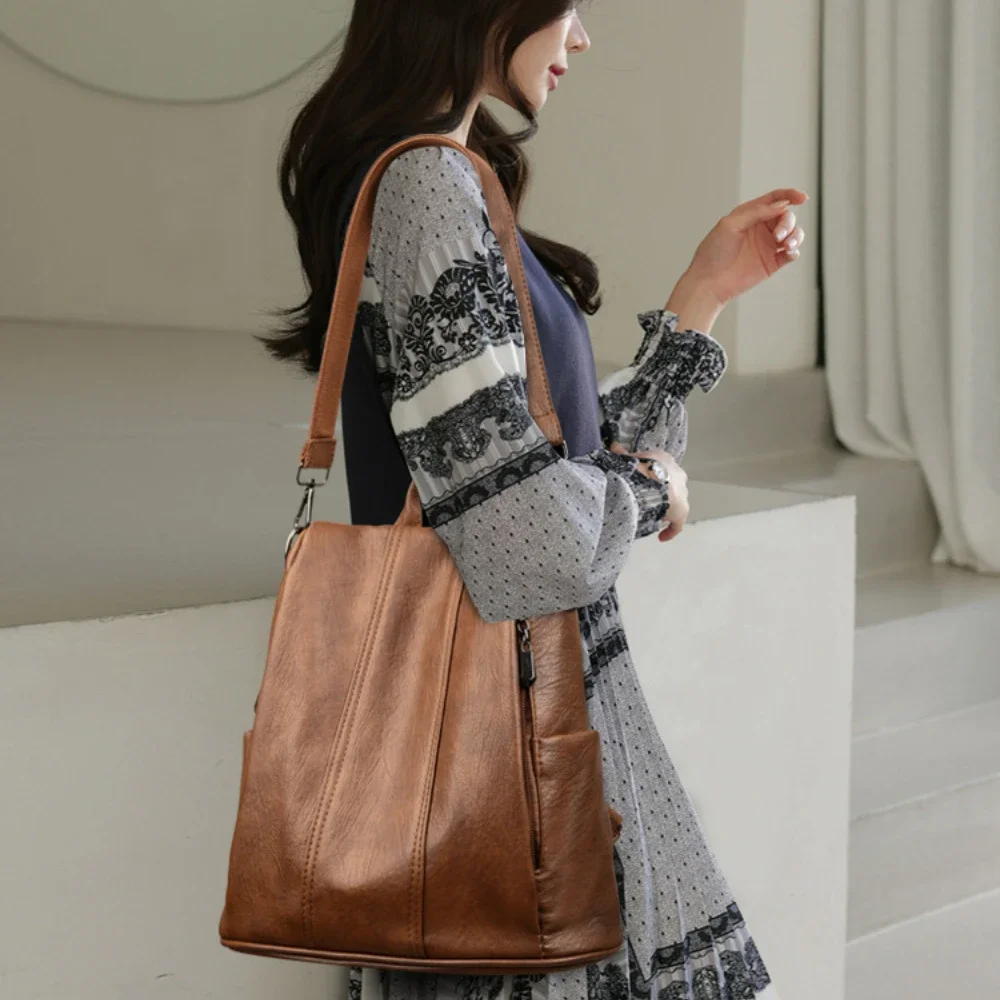 NEW Anti-theft Laptop Backpack - Leather Backpack Vintage บทวิจารณ์และราคา