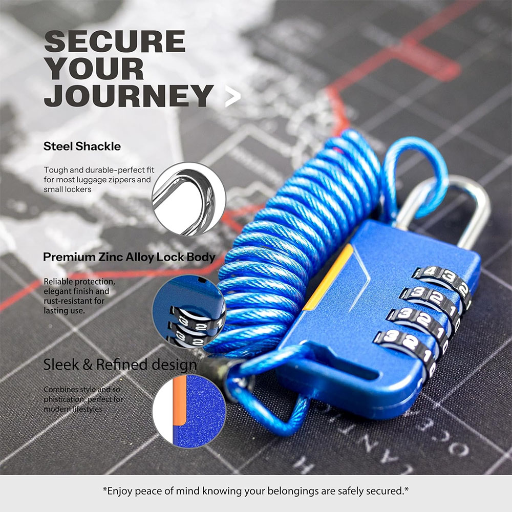 4 Digit Combination Padlock wi - Travel Backpack Anti Theft บทวิจารณ์และราคา